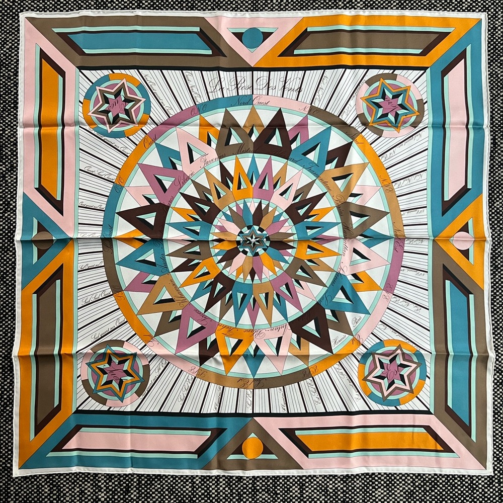 Hermes La Rose des Vents Silk Scarf 90